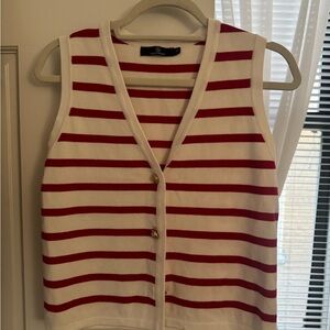 Stylish Red and White Striped Tank Top